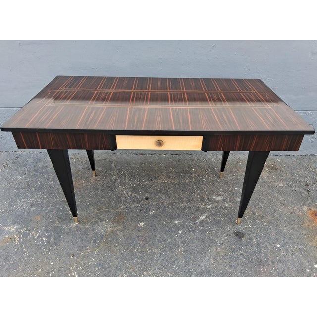 1960's French Art Deco Style Exotic Macassar Ebony Writing Desk For Sale - Image 10 of 12