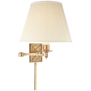 Alexa Hampton for Visual Comfort Signature Gene Swing Arm in Natural Brass with Silk Shade For Sale
