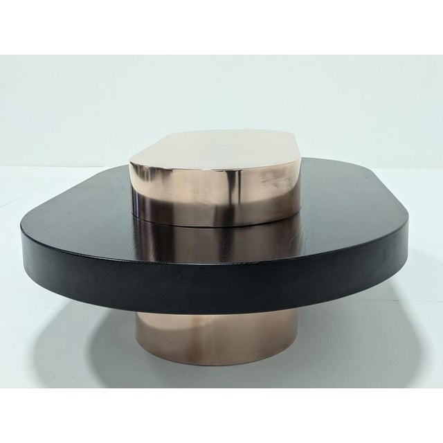 Copper and Wood Coffee Table For Sale - Image 3 of 18