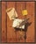 Tromp l'Oeil Still Life Oil Painting on Canvas With Faux Bois Wood Grain Background For Sale - Image 9 of 9