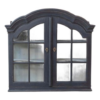 18th Century Swedish Gustavian Hanging Cupboard, Glass & Wood, Painted For Sale