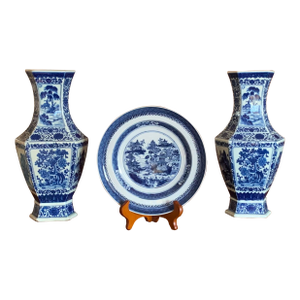 Chinese Antique Blue and White Export Porcelain Garniture- 3 Pieces