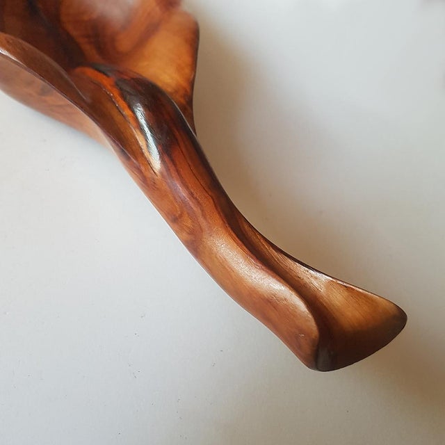 Leaf Bowl in Olive Wood from Atelier Falfer, 1950s For Sale - Image 9 of 11