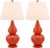 Casting a colorful glow in any room, the sparkling blood orange Double Gourd Glass Lamp is adorned with coordinating...
