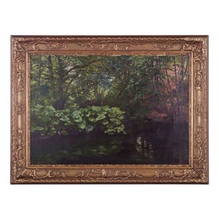 Carl Thiele, Forest Scene with a Lake, 1882, Oil on Canvas, Framed For Sale