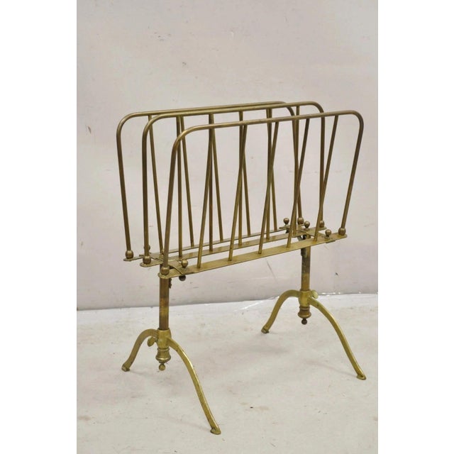 Vintage A. Ravenel Paris French Mid Century Modern Brass Magazine Rack Stand For Sale - Image 11 of 12