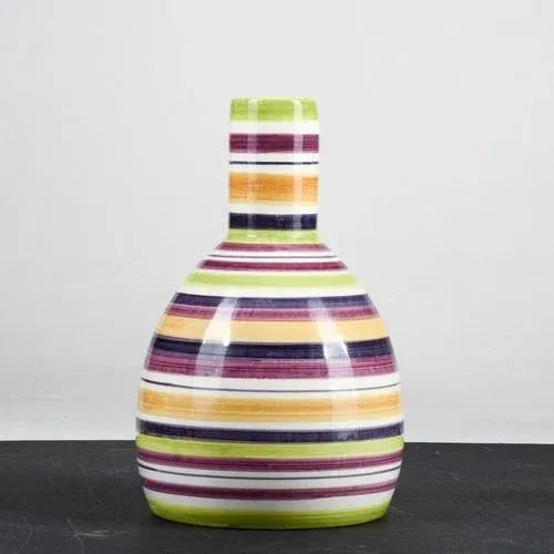 1990s Multicolored Ceramic Bottle Vase with Stripes and Concentric Circles, 1990s For Sale - Image 5 of 9