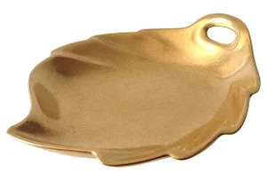 Vintage C.1960's Pickard Porcelain Leaf Shaped Dish With 22k. Gold