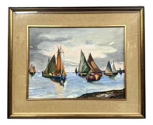 F. Leonardo, Mediterranean Landscape in Italy, 1940s, Oil on Canvas