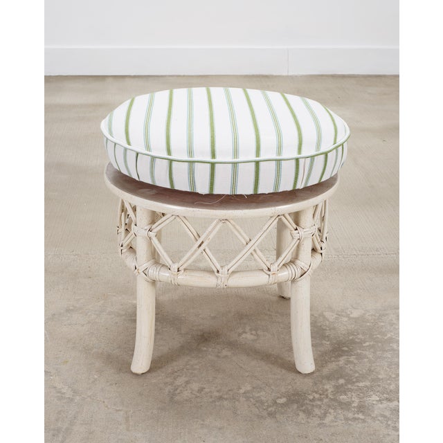 20th Century Round Rattan Swivel Ottoman Stool by Ficks Reed For Sale In Sacramento - Image 6 of 18