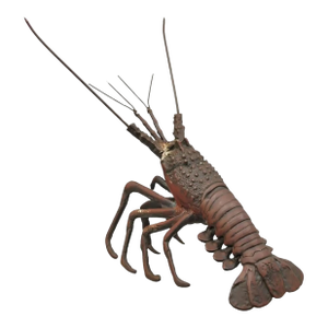 Vintage Meiji Japanese Style Cast Iron Metal Large Lobster Sculpture