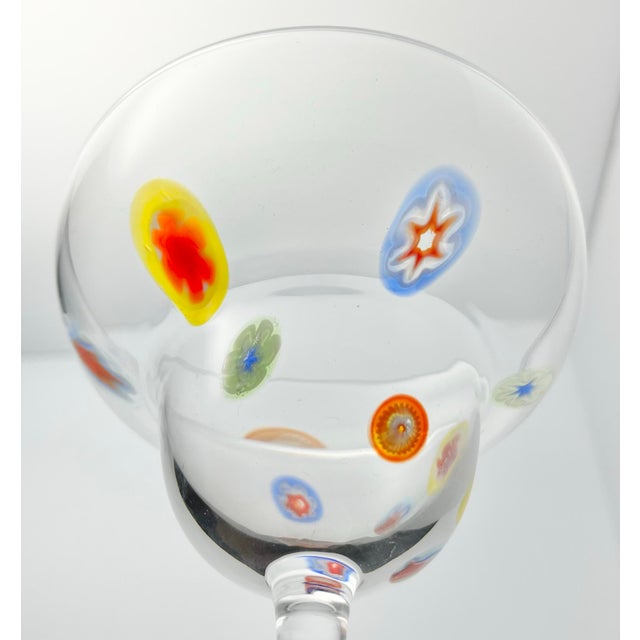 Transparent Contemporary Colorful Millefiori Confetti Blown Glass Margarita Glasses - Set of 4 For Sale - Image 8 of 8