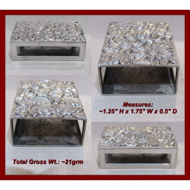 Art Nouveau 1930s S Kirk & Son Repousse Floral 90f Sterling Silver Match Box Safe No Mono For Sale - Image 3 of 5