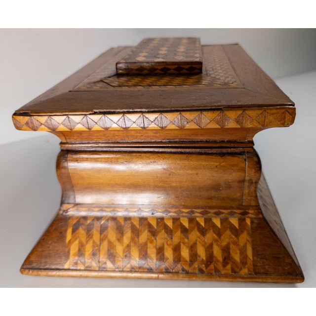 19th Century American Folk Art Marquetry Casket Box For Sale - Image 9 of 17