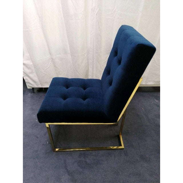 Jonathan Adler Jonathan Adler Pair of Goldfinger Dining Chairs in Rialto Navy For Sale - Image 4 of 6