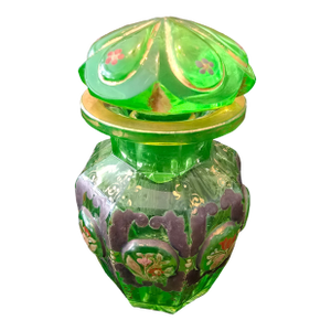 Antique Moser Bohemian Glass Emerald Green Tea Caddy