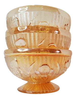 1960s Jeanette Iris Iridescent Flora Gold Sherbert Set of 3