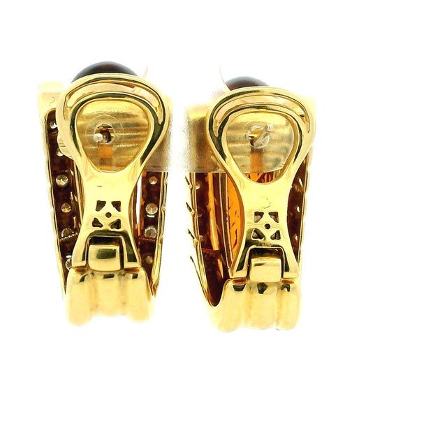 Canary Yellow Roberto Legnazzi 18k Gold Citrine & Diamond Earrings, Italy C. 1990, Pair For Sale - Image 8 of 16