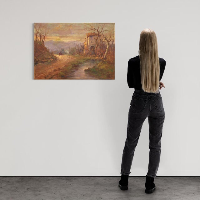 B. Ferrari, Italian Landscape, 1930, Oil Painting For Sale - Image 3 of 15