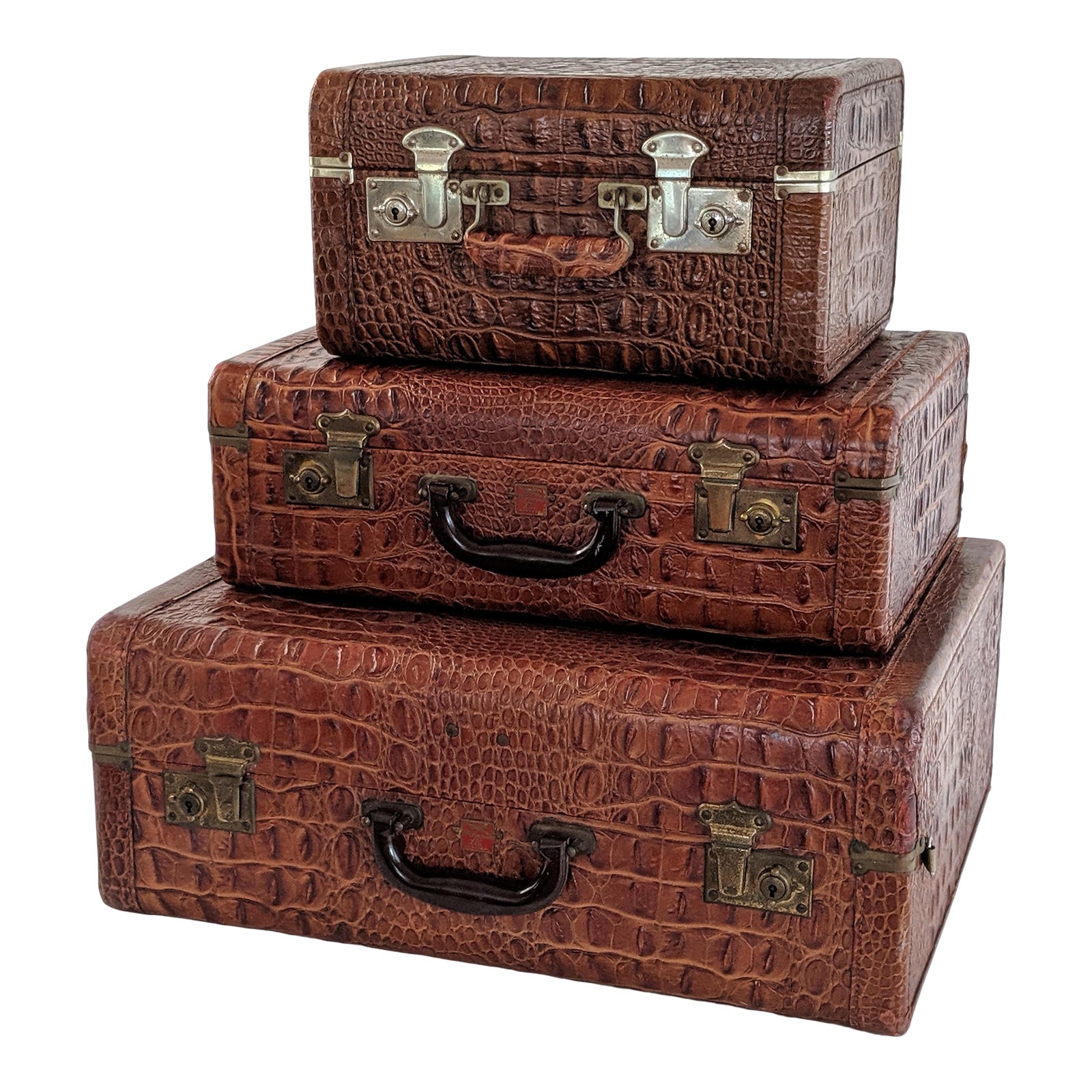 1960s Vintage Faux Alligator Luggage Set of 3 Chairish
