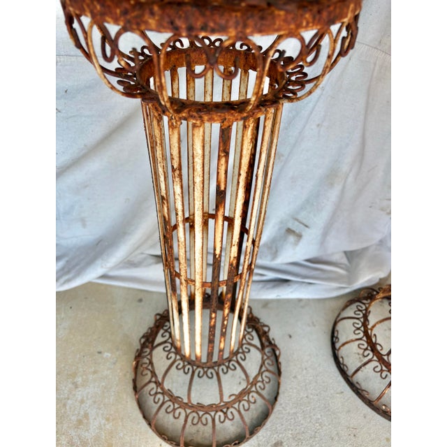 Mid 20th Century French Style Iron Scrollwork Plant Stands - A Pair For Sale - Image 9 of 12