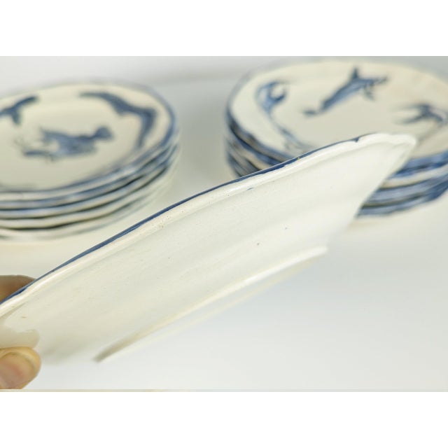 Italian Hand-Painted Ceramic Dishes by Giuseppe Mazzotti Albisola, 1930s, Set of 12 For Sale - Image 12 of 15