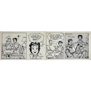 Jerry Walter & Linda Walter, Rare 1950s Original Syndicated Ink Drawing Cartoon Strip Susie Q Smith Comic Art, c. 1954 For Sale