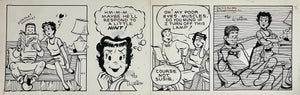 Jerry Walter & Linda Walter, Rare 1950s Original Syndicated Ink Drawing Cartoon Strip Susie Q Smith Comic Art, c. 1954