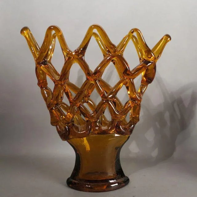 Large Italian Murano Glass Bowl with Grid Pattern from Made Murano Glass, 1950s For Sale - Image 14 of 15
