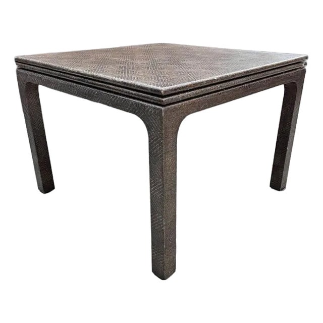 Lacquered Grasscloth Flip Top Game/Dining Table by Harrison-Van Horn For Sale