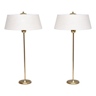 Tall Brass Table Lamps by Harald Notini for Böhlmarks, Sweden, 1950s, Set of 2 For Sale