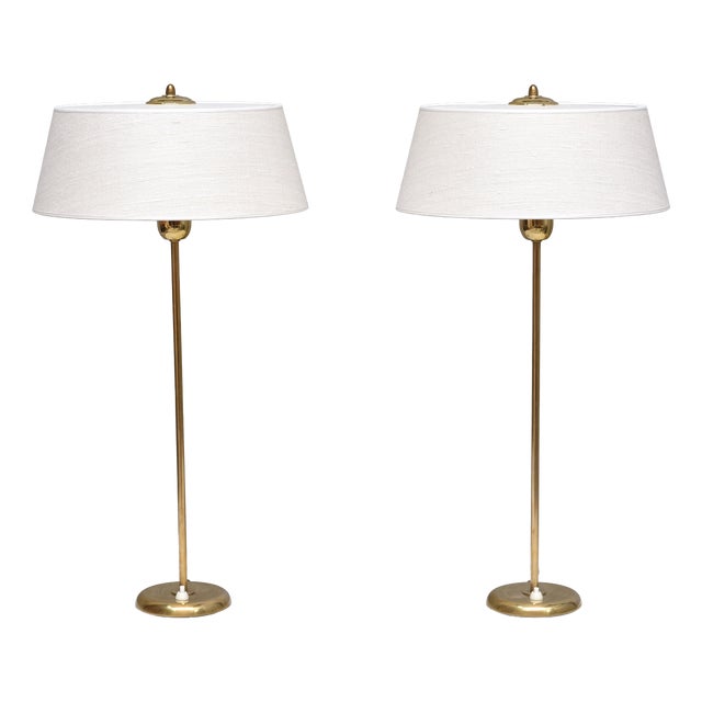 Tall Brass Table Lamps by Harald Notini for Böhlmarks, Sweden, 1950s, Set of 2 For Sale