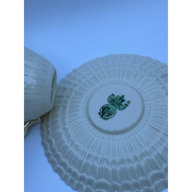 Ceramic 1950s Belleek Cup and Saucer, Limpet Yellow Shell Pattern Fine Irish Porcelain Teacup - 4 Available For Sale - Image 7 of 7