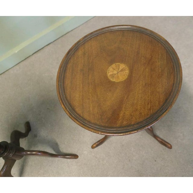 Tripod Wine Tables with Decorative Inlays, 1900, Set of 2 For Sale - Image 6 of 7