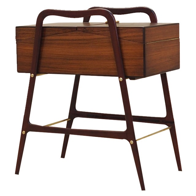 Vintage Walnut Sewing Table, 1970s For Sale