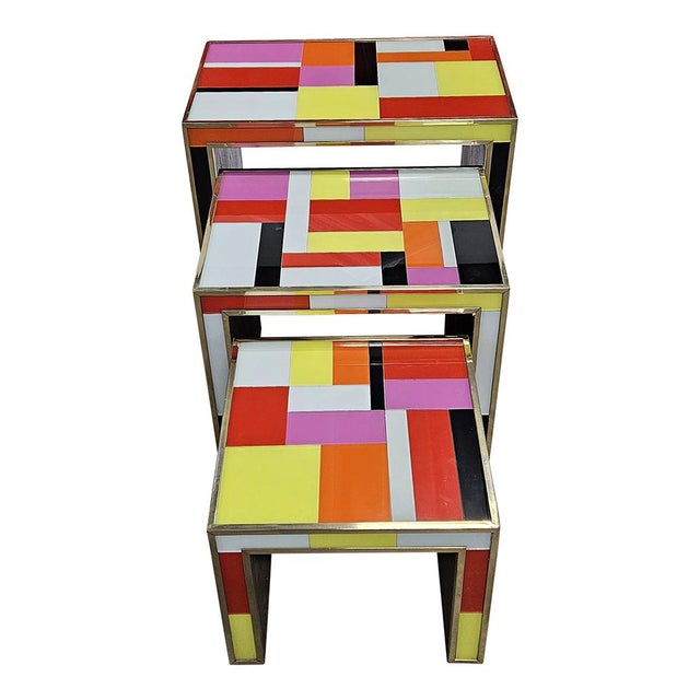 Glass Nesting Tables, 1980s, Set of 3 For Sale - Image 9 of 9