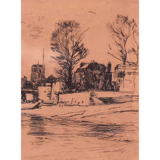 English James Abbott McNeill Whistler (1834 - 1903, British) "Fulham (Chelsea Church)" For Sale - Image 3 of 7
