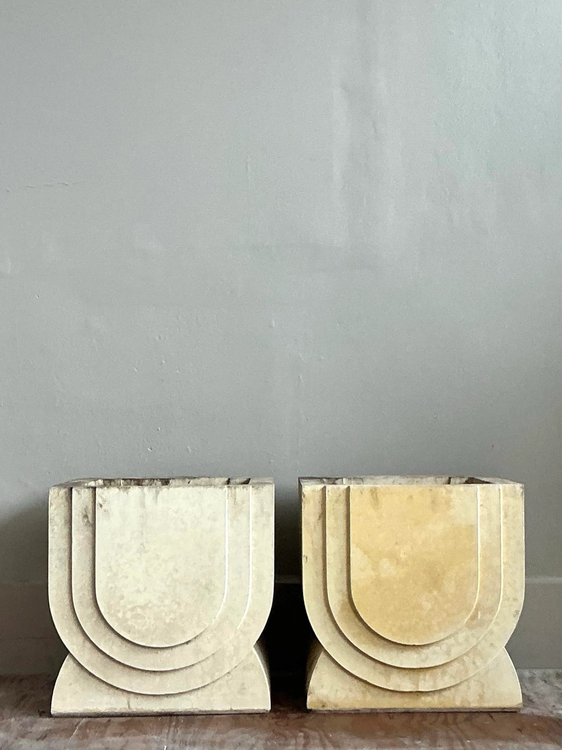 Vintage Boho Carved Stone Planters - A Pair — additional photo 5