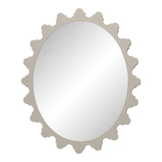 Fleur Home Garden District Magazine Oval Mirror in Useful Gray, 32x37 For Sale