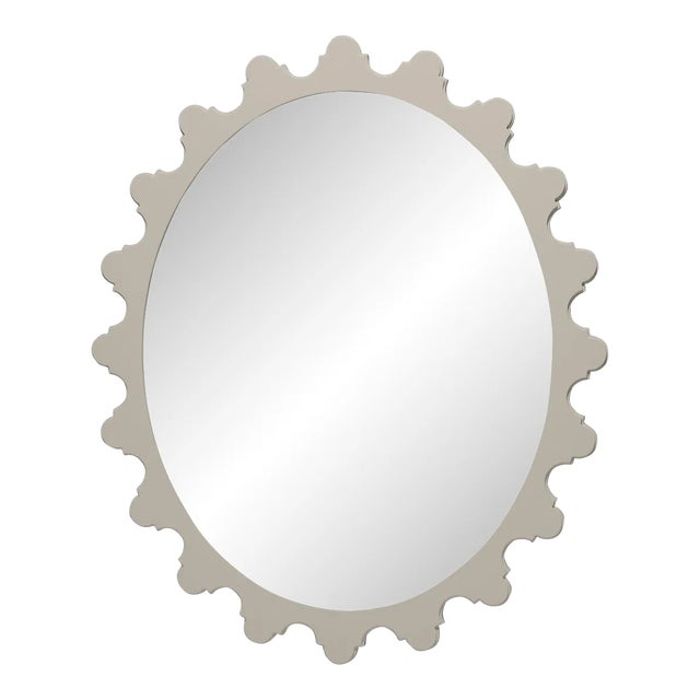 Fleur Home Garden District Magazine Oval Mirror in Useful Gray, 32x37 For Sale