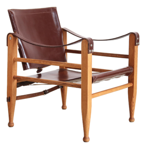 Safari Chair in Oak and Leather by Aage Bruun, 1960s