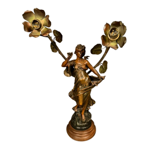 French Statue Table Lamp After Moreau, Circa 1920