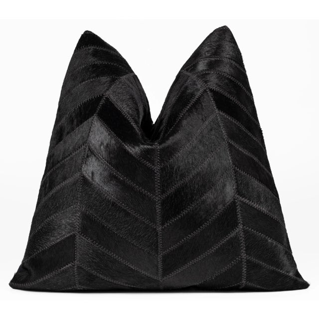 Farmhouse Canvello Genuine Cowhide Leather Decorative Throw Pillows With Feather Down Insert Included- Set of 2 For Sale - Image 3 of 7