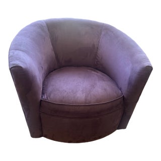 Luxury Purple Velvet Swivel Barrel Accent Chair For Sale