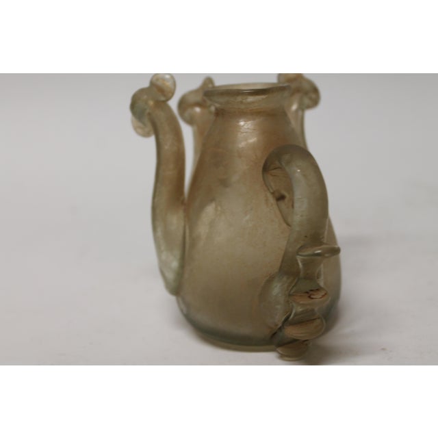 Antique Roman Glass Ewer With Handle and Twin Piped Spouts For Sale - Image 6 of 9