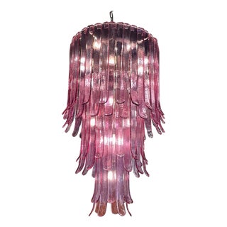 Monumental a.v. Mazzega 3-Tier Lilac Murano Glass Chandelier For Sale
