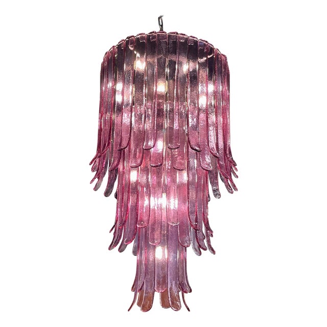 Monumental a.v. Mazzega 3-Tier Lilac Murano Glass Chandelier For Sale