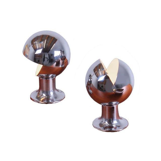 Chrome Eclisse Eyeball Kugel Table Lamps attributed to Hillebrand, 1960s, Set of 2 For Sale - Image 16 of 16