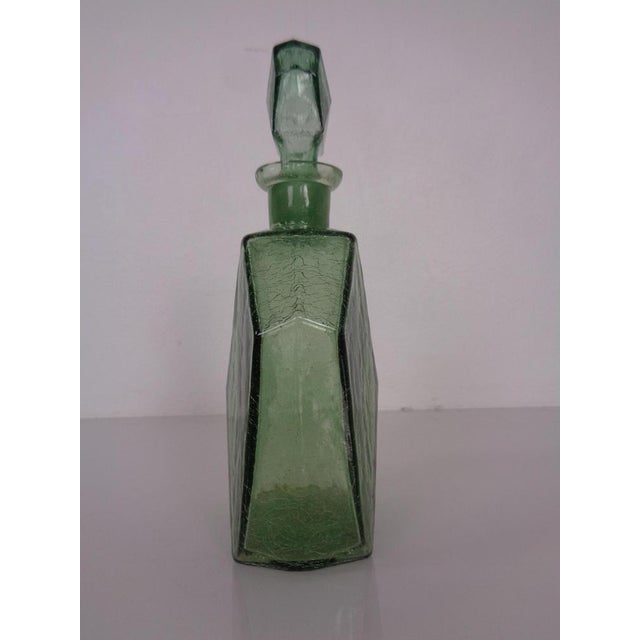 Green Craquele Glass Decanter with Stopper, France, 1960s For Sale - Image 13 of 18