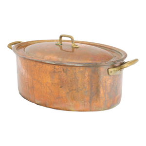 Large 19th Century French Hammered Copper Pot w/ Lid